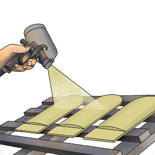 Spray base coat and surface coat